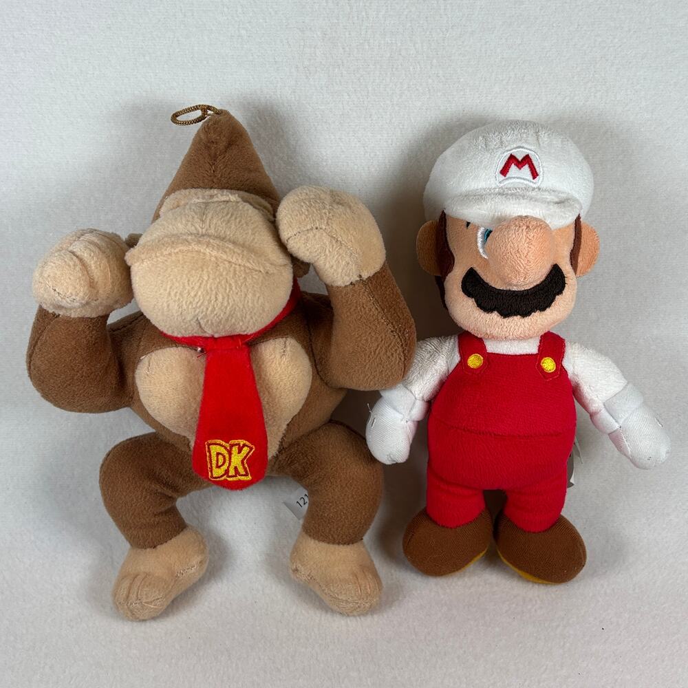 Nintendo Super Mario Bros 10" Plush Toy Bundle, Donkey Kong 2019 Fire Mario 2022
